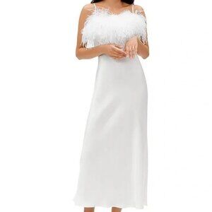 Sleeper Boheme Feather Maxi Slip Dress Size XS